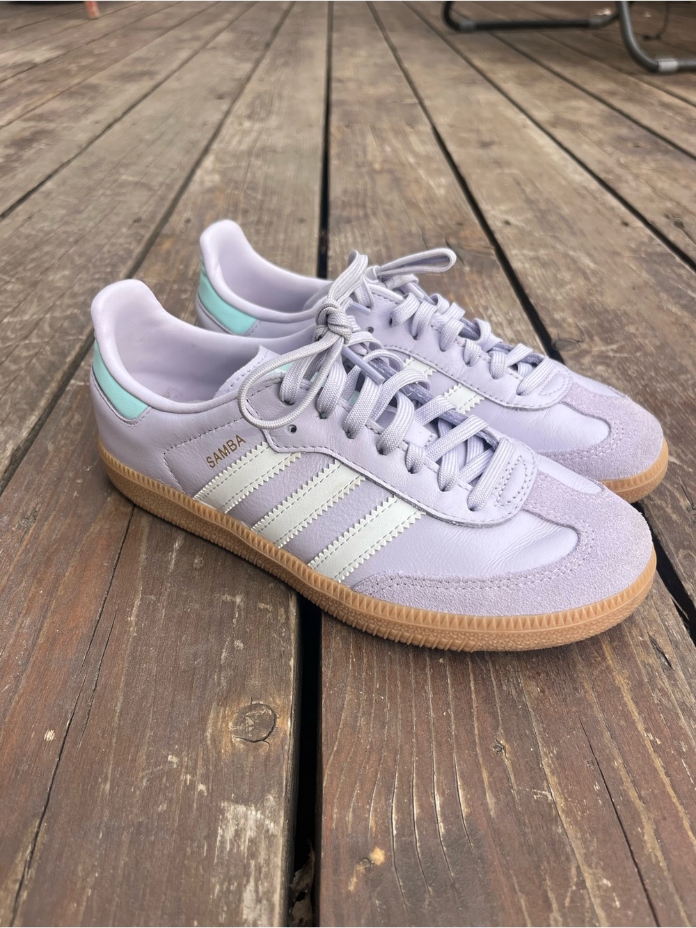 adidas Samba Lavender Sneakers with Gum Sole (5.5)